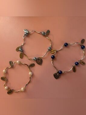 Expressively Yours - blessed, loved, grateful, thankful - 3 bracelet set